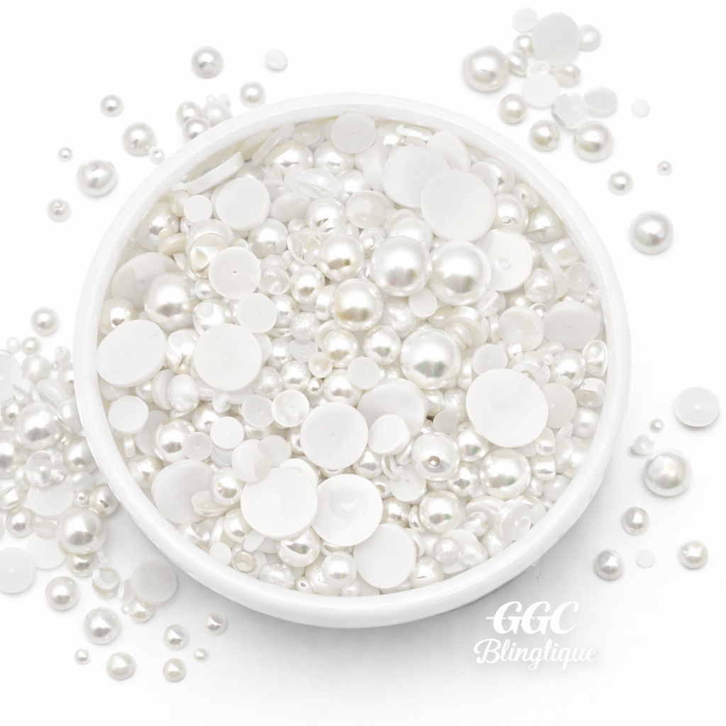GGC Mixed Flatback Pearls – 1oz Jar