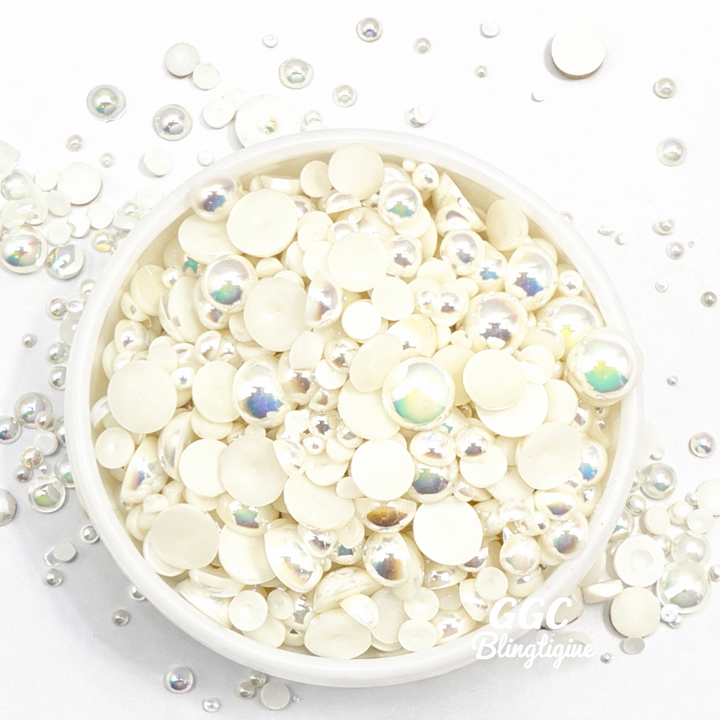 GGC Mixed Flatback Pearls – 1oz Jar