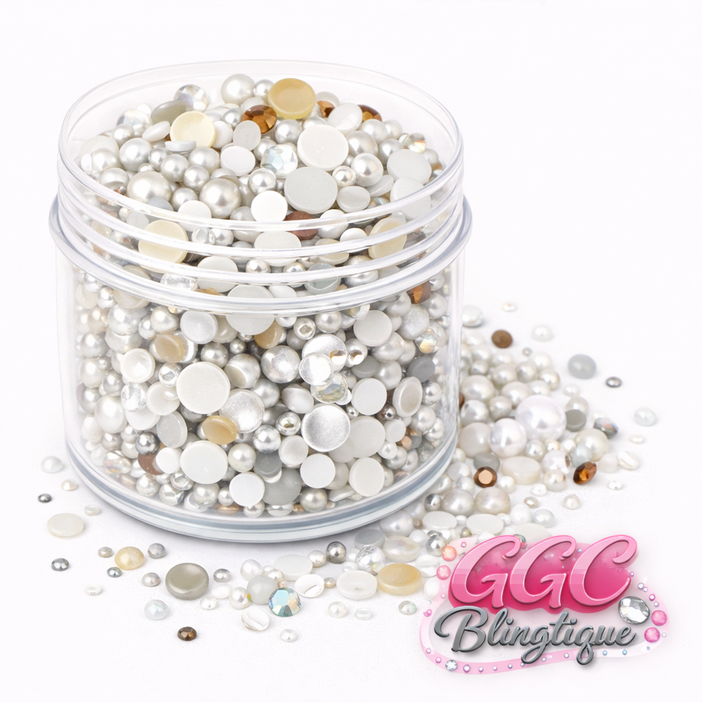GGC Mixed Rhinestones & Pearls| 1oz jar