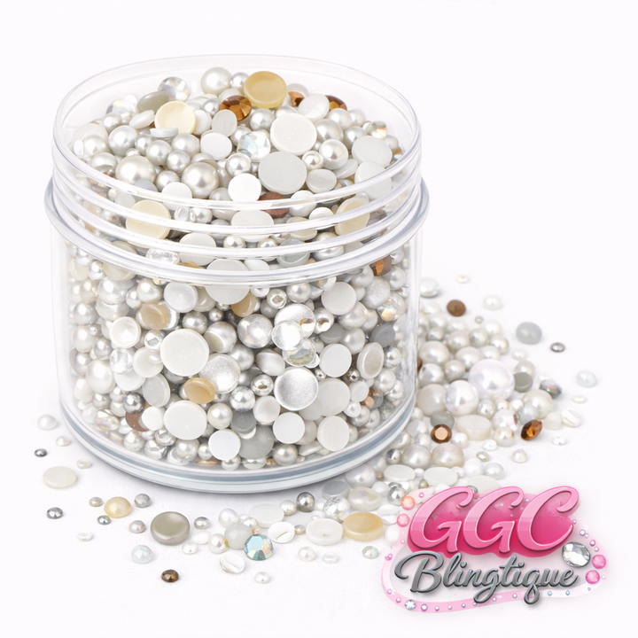 GGC Mixed Rhinestones & Pearls| 1oz jar