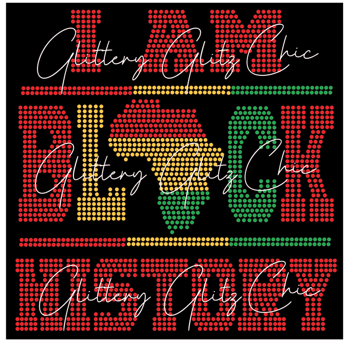 I Am Black History Rhinestone Template