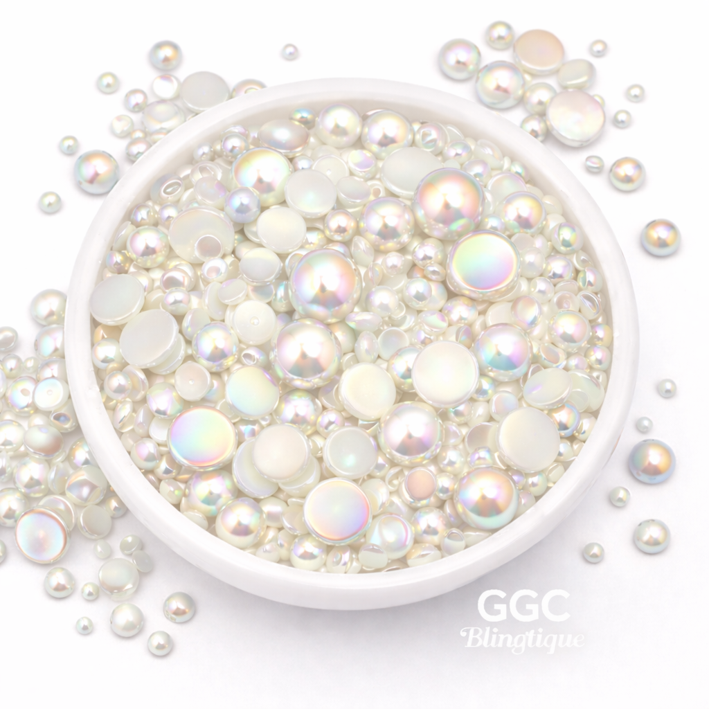 GGC Mixed Flatback Pearls – 1oz Jar